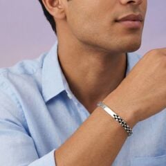 Livatilla Plakalı Model 925 Ayar Gümüş Erkek Bileklik Şık Tasarım