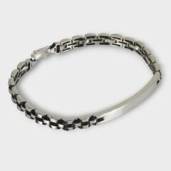 Livatilla Plakalı Model 925 Ayar Gümüş Erkek Bileklik Şık Tasarım