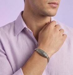 Livatilla Gurmet Plakalı Model 925 Ayar Gümüş Erkek Bileklik Şık Tasarım