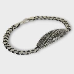 Livatilla Gurmet Plakalı Model 925 Ayar Gümüş Erkek Bileklik Şık Tasarım