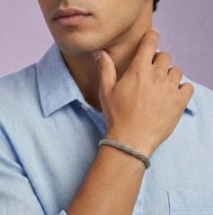 Livatilla Hasır Model 925 Ayar Gümüş Erkek Bileklik Şık Tasarım