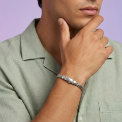 Livatilla Balık Sırtı Hasır Model 925 Ayar Gümüş Erkek Bileklik Şık Tasarım