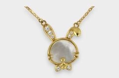 Livatilla Sedef Taşlı Tavşan Figürlü Altın Kaplama 925 Ayar Gümüş Kadın Kolye