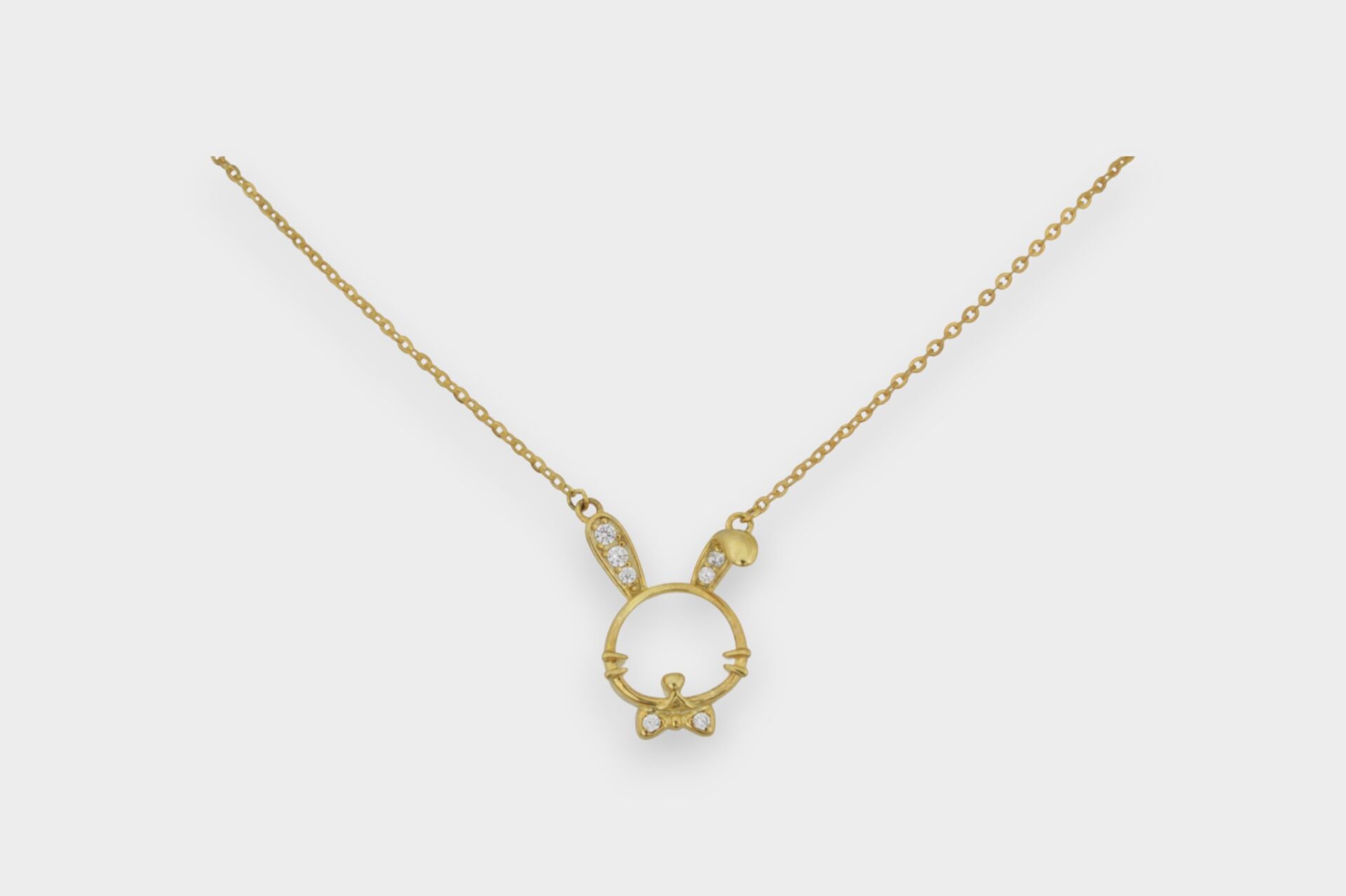 Livatilla Sedef Taşlı Tavşan Figürlü Altın Kaplama 925 Ayar Gümüş Kadın Kolye