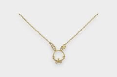 Livatilla Sedef Taşlı Tavşan Figürlü Altın Kaplama 925 Ayar Gümüş Kadın Kolye