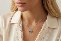 Livatilla Kilit Figürlü Kalp Taşlı 925 Ayar Gümüş Kadın Kolye