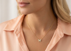 Livatilla Kelebek Model Gümüş Kadın Kolye