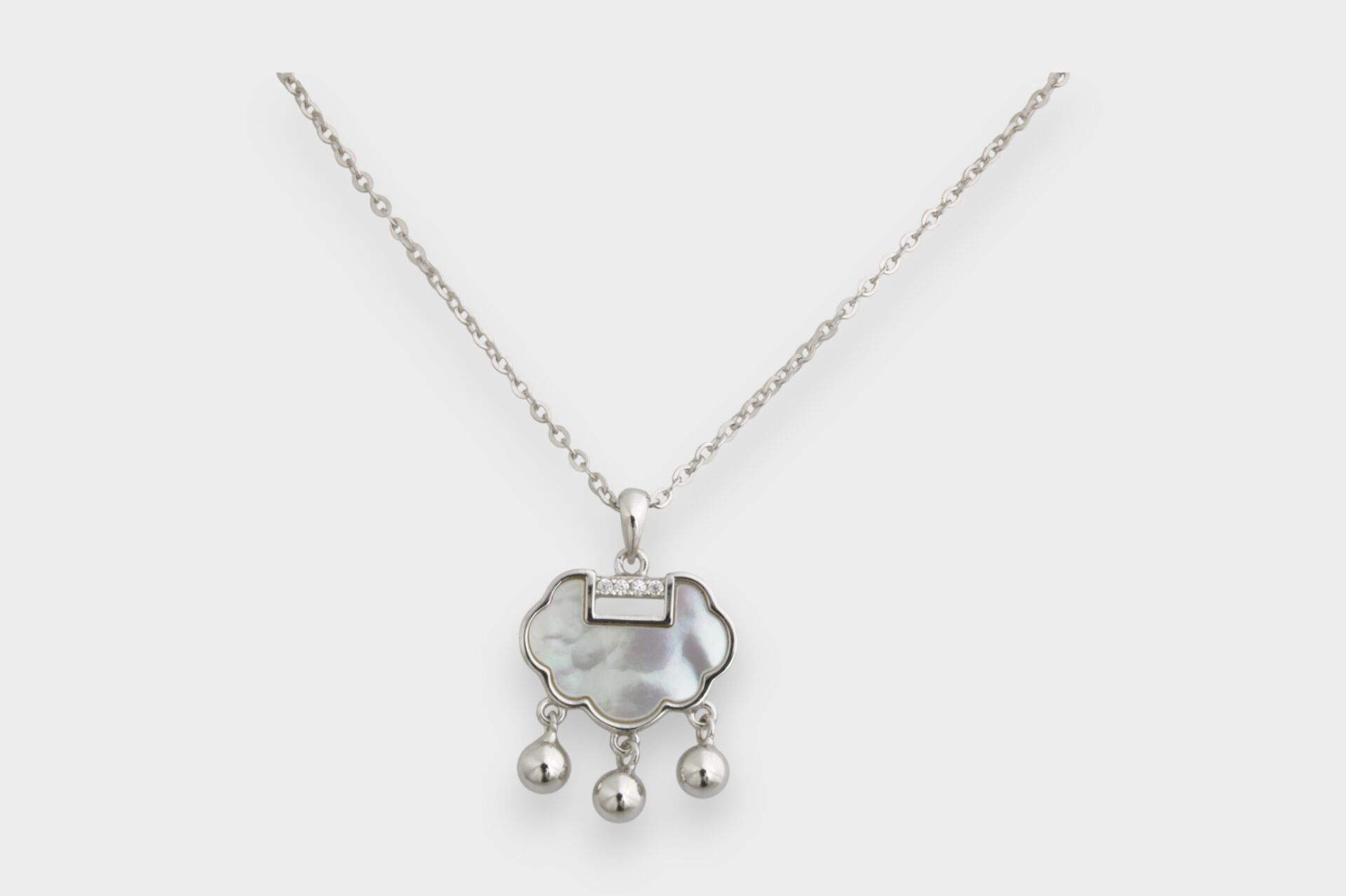 Livatilla Sedef Taşlı Bulut Model Gümüş Kadın Kolye