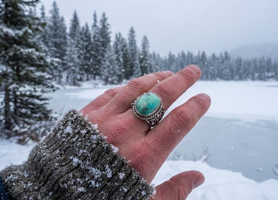 Turkuaz Taşlı Gümüş Erkek Yüzük