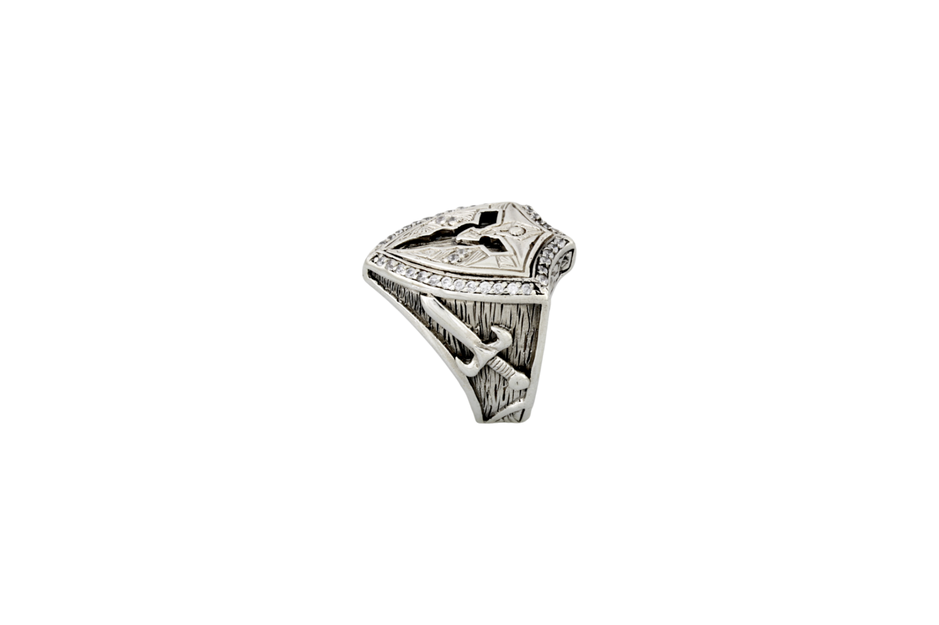 Livatilla Modern Zaman Savaşçılarına Kalkan ve Kılıç Gümüş Erkek Yüzük