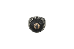 Livatilla Özel Kesim Kehribar İşlemeli Gümüş Erkek Yüzük