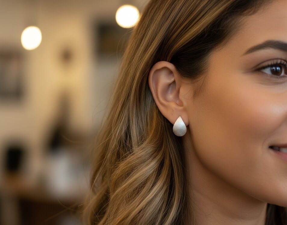 Livatilla Mat Damla Kadın Gümüş Küpe